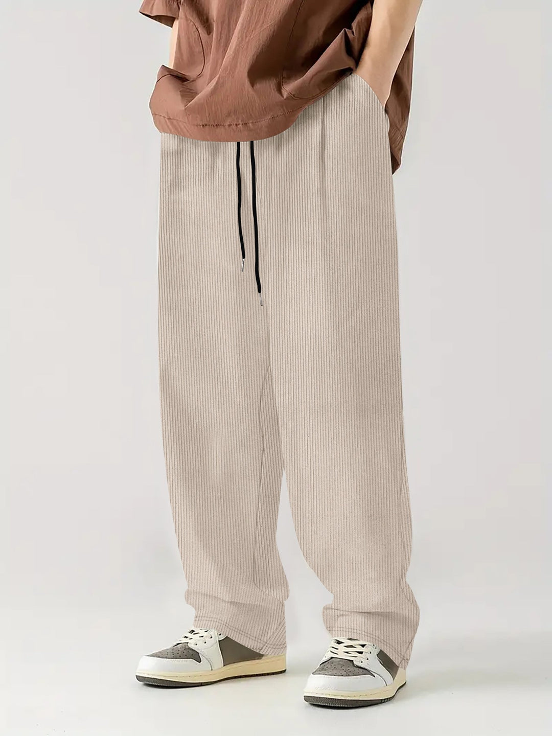 Men's comfortable ribbed pants with elastic waistband Lisslune