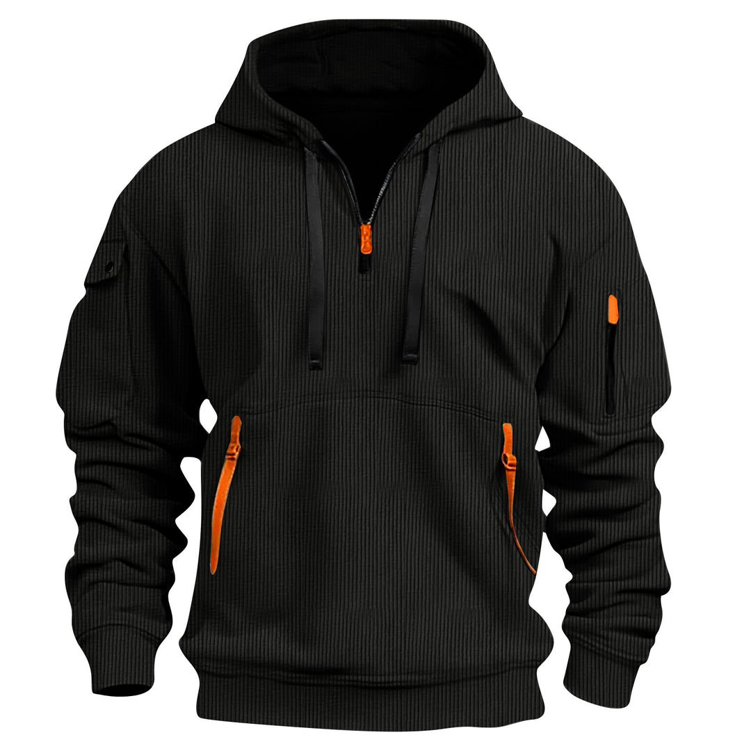 Men's sporty hoodie with innovative zipper and practical pockets Lisslune