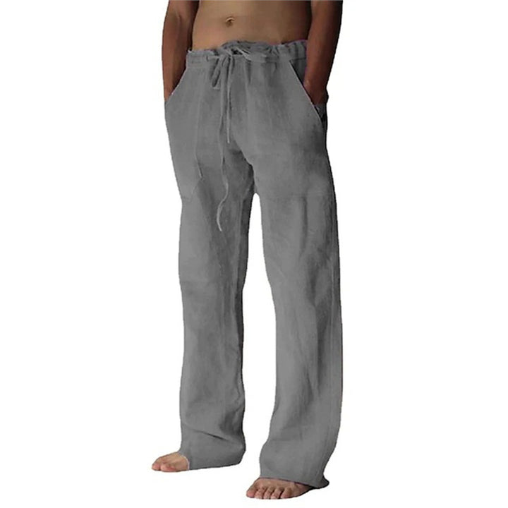 Men's casual linen pants with adjustable waistband and side pockets Lisslune