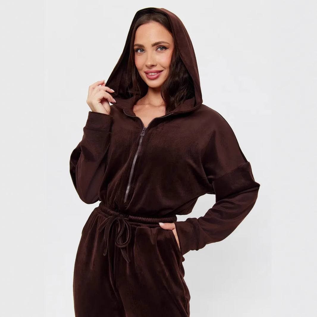 Women's velvety hoodie jumpsuit Lisslune