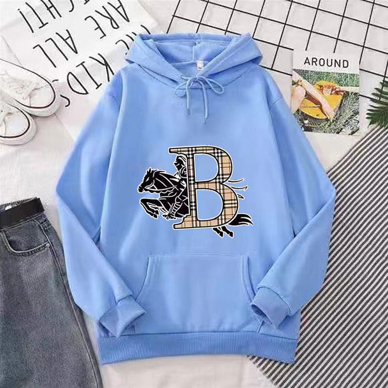 Women's hoodie with a stylish horse motif and luxurious font Lisslune