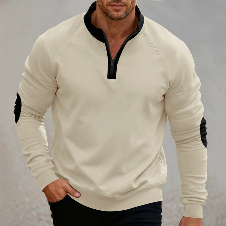 Men's sporty hoodie with short zipper and fashionable contrast elements Lisslune