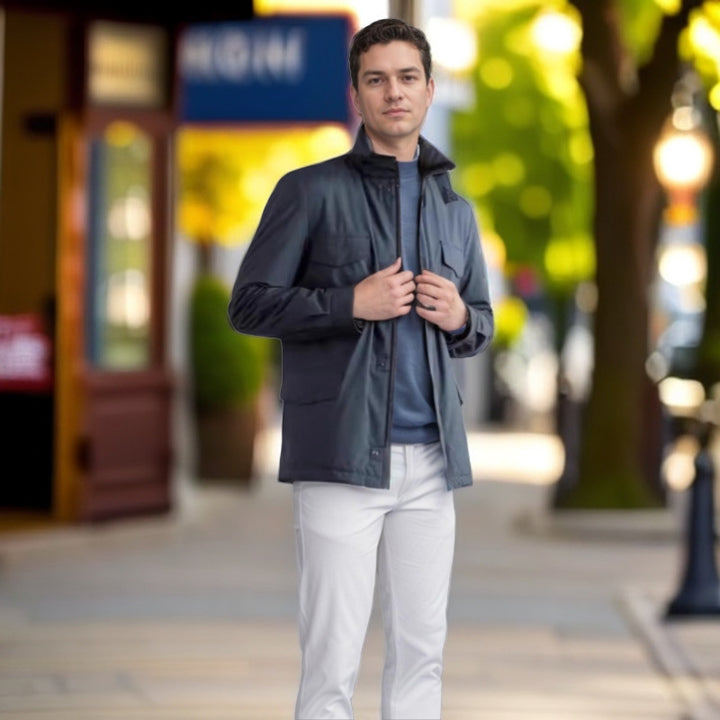 Men's lightweight multifunction jacket with practical pockets and high collar Lisslune