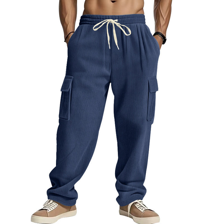Men's Comfortable Cargo Pants with Elastic Waistband and Practical Side Pockets Lisslune