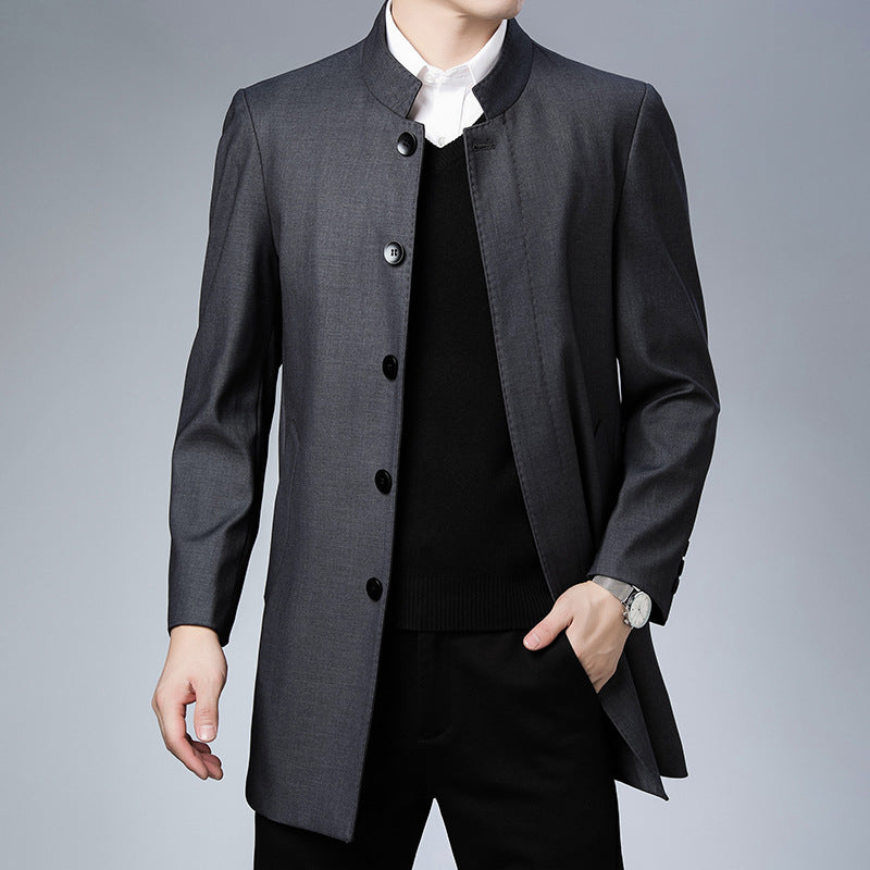 Men's Stylish Coat with Modern Buttons and High Collar Lisslune