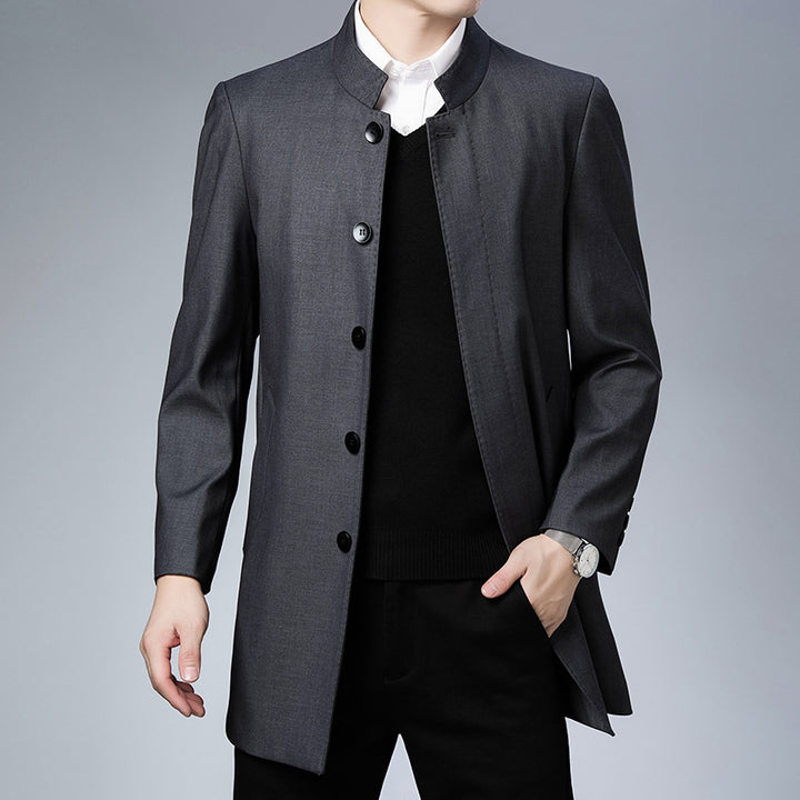 Men's Stylish Coat with Modern Buttons and High Collar Lisslune