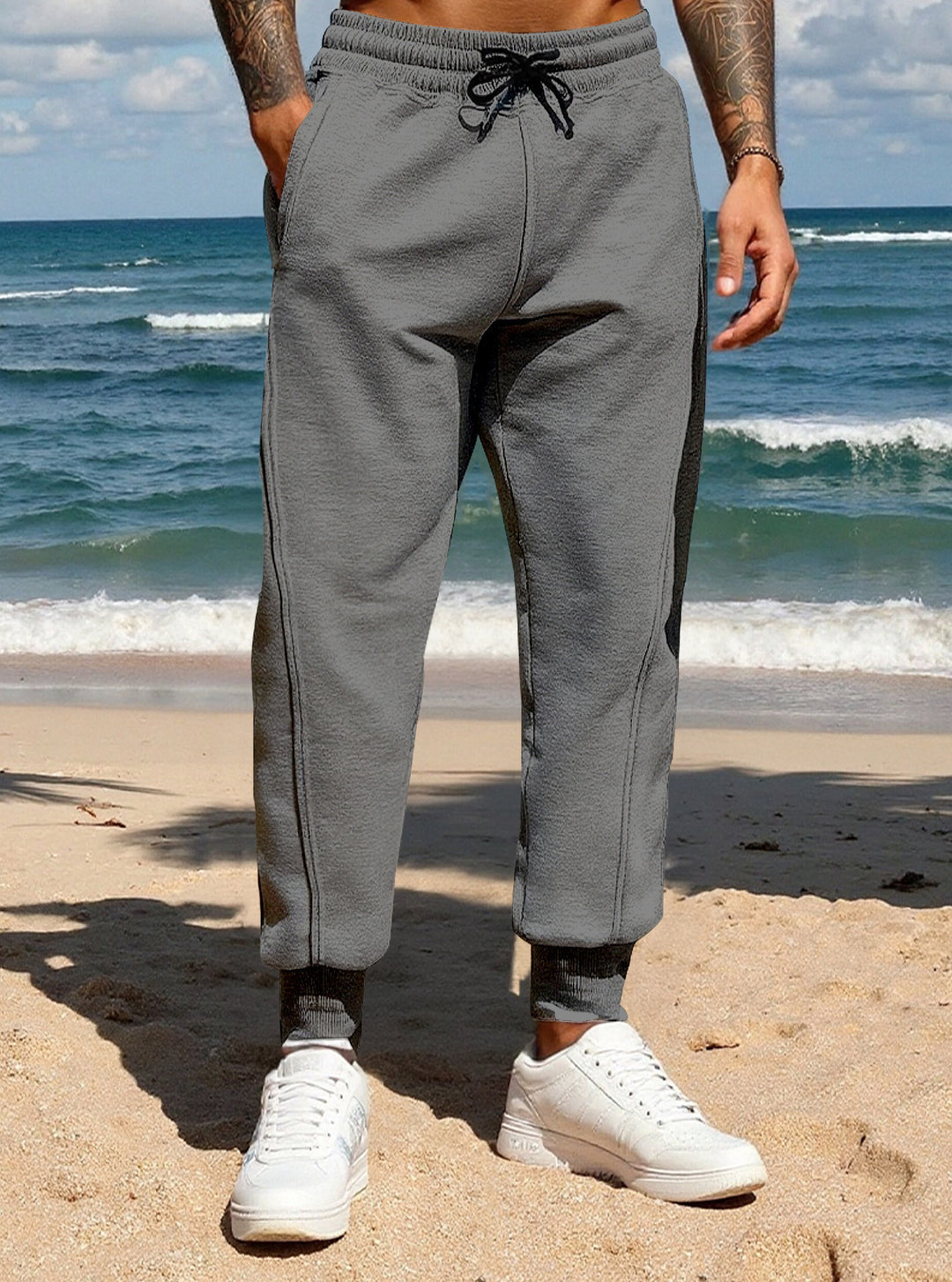 Men's sporty leisure trousers with elastic waistband and practical side pockets Lisslune