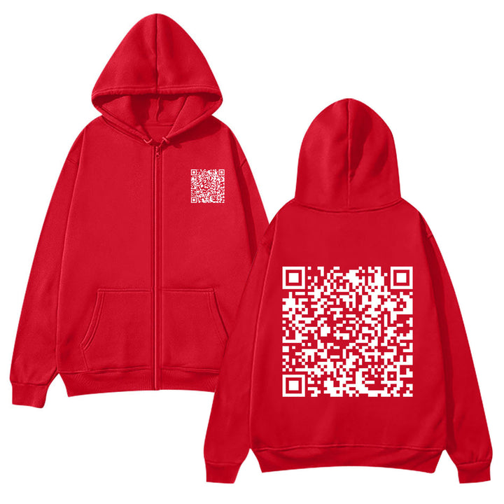 Women's hoodie jacket with QR code design and soft fleece Lisslune