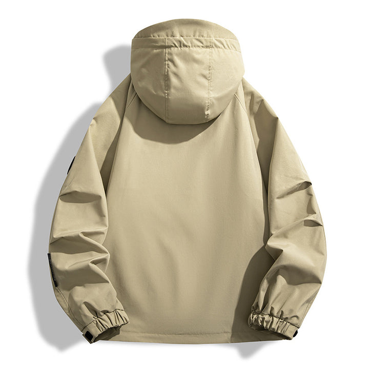 Men's All-Weather Jacket with Practical Pockets and Adjustable Hood Collar Lisslune