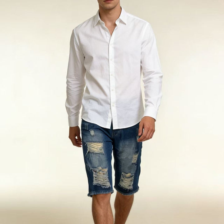Herren lässige destroyed Jeansshorts mit fransigen Abschlüssen und weitem Bein Lisslune