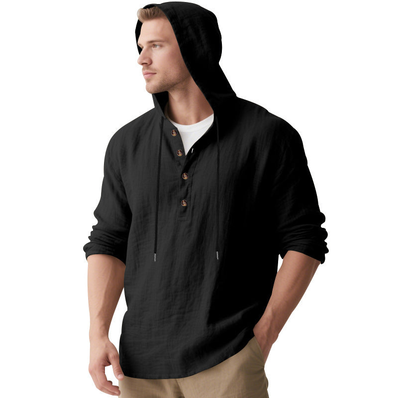 Men's hoodie shirt with button placket and casual fit Lisslune