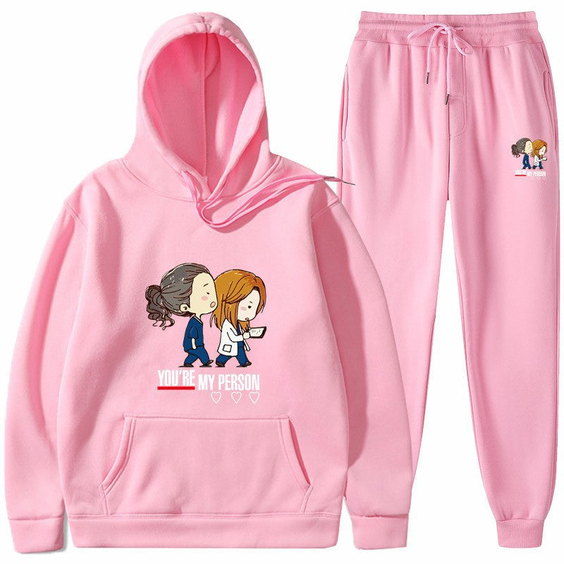 Women's Hoodie and Jogging Pants Set with Original Cartoon Design Lisslune