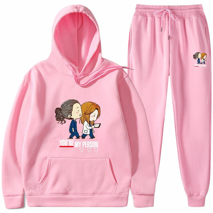 Women's Hoodie and Jogging Pants Set with Original Cartoon Design Lisslune