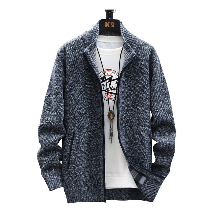 Men's cardigan with stand-up collar and pockets Lisslune