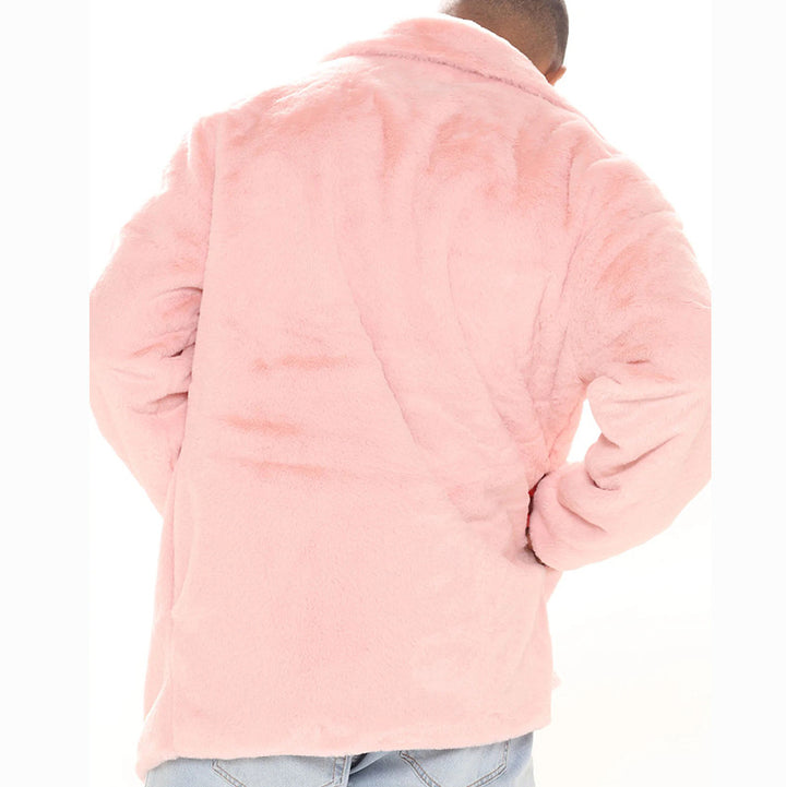 Men's cozy teddy fleece jacket with high collar and practical pockets Lisslune