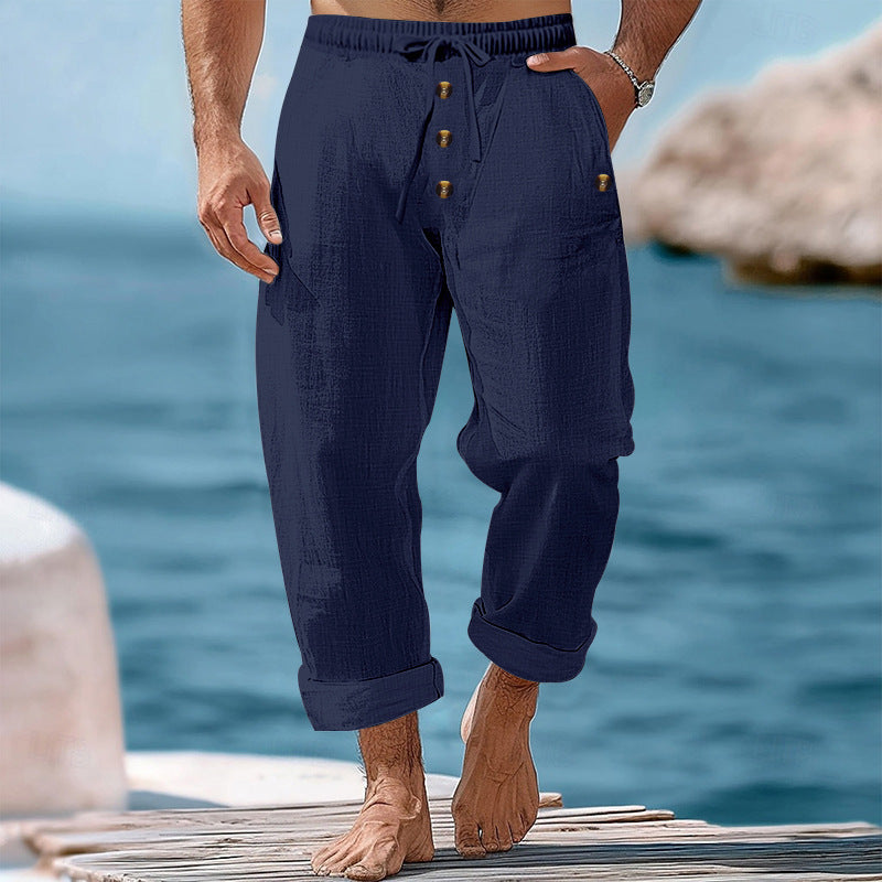 Men's loose beach pants with adjustable drawstring and practical side pockets Lisslune