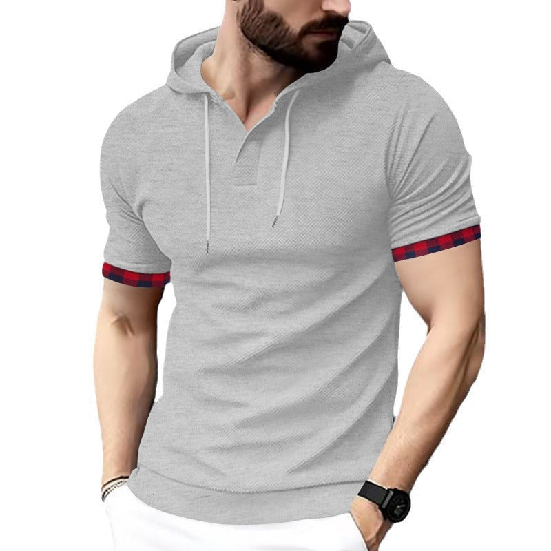 Men's Short Sleeve Shirt with Hood and Modern Accents Lisslune
