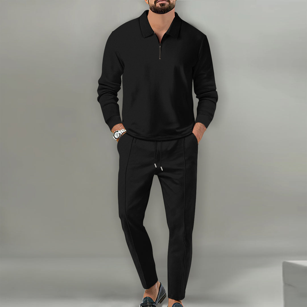 Men's sporty sweater with zipper and elegant slim-fit pants Lisslune