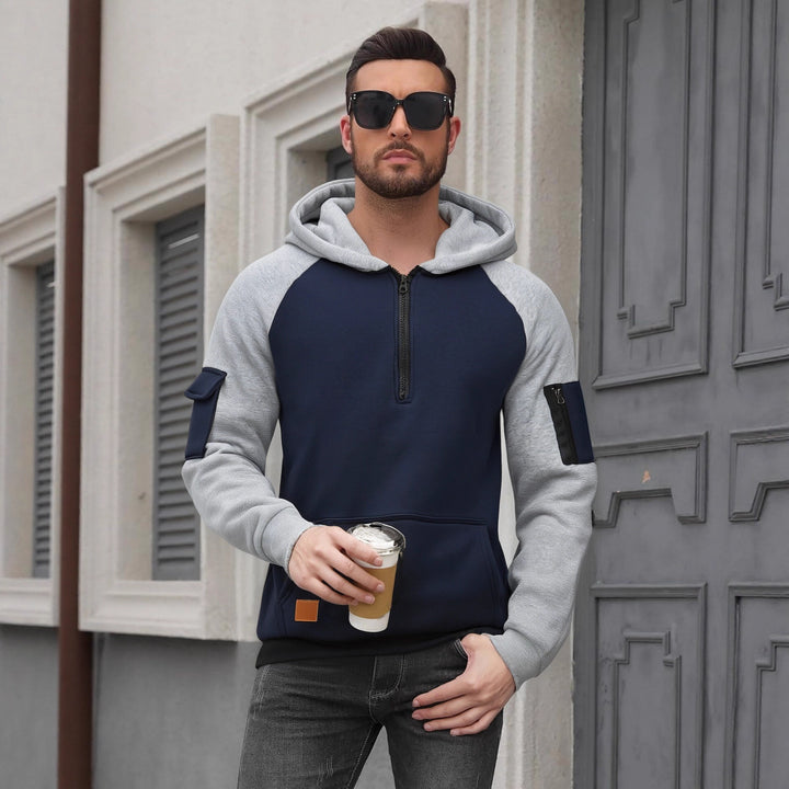 Men's Fashion Hoodie with Practical Zipper Details and Sporty Cut Lisslune