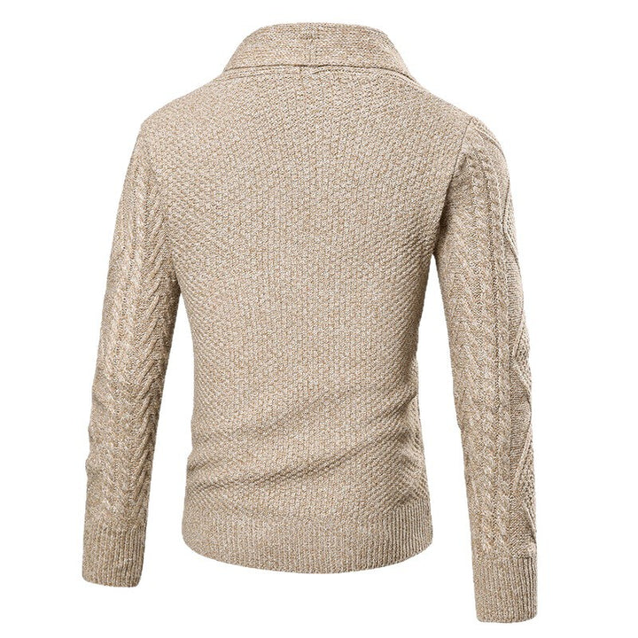Men's cardigan with elegant cable pattern and button placket Lisslune