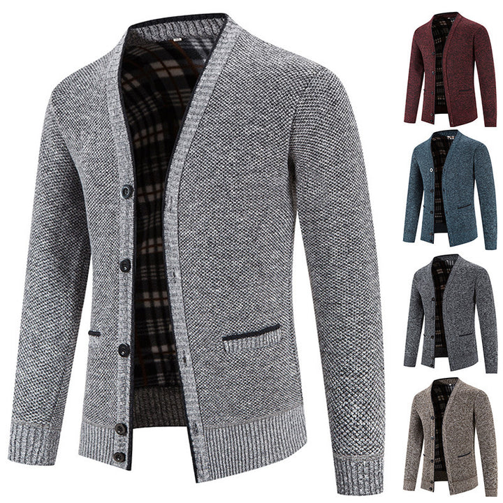 Men's cardigan with elegant check structure and button closure Lisslune