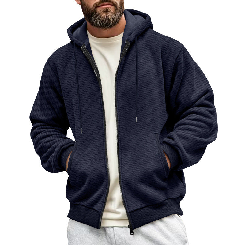 Men's hoodie jacket with textured surface and functional pockets Lisslune
