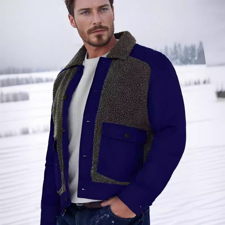Men's casual fleece jacket with textured collar Lisslune