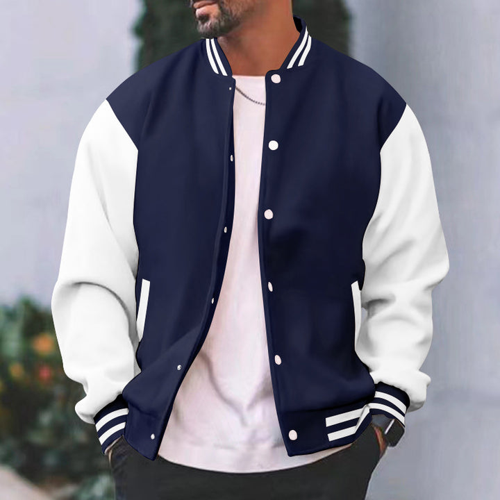 Men's college jacket with contrasting sleeves and classic cuffs Lisslune