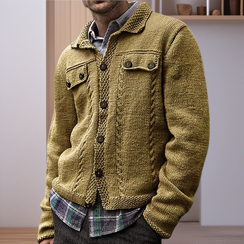 Men's cardigan with cable pattern and practical pockets Lisslune