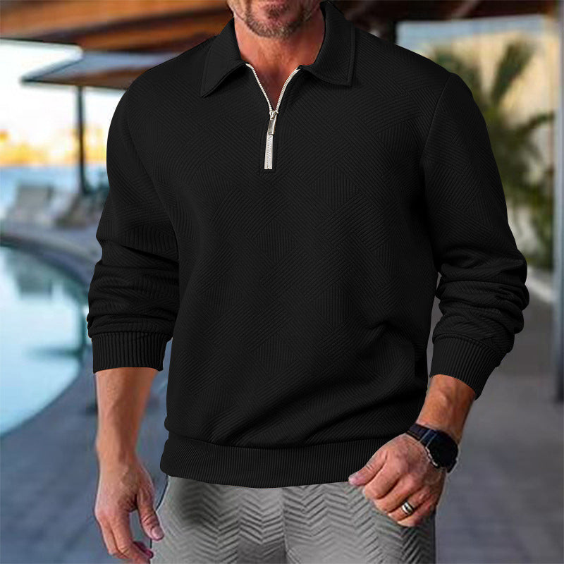 Men's knit sweater with short zip front and textured design Lisslune