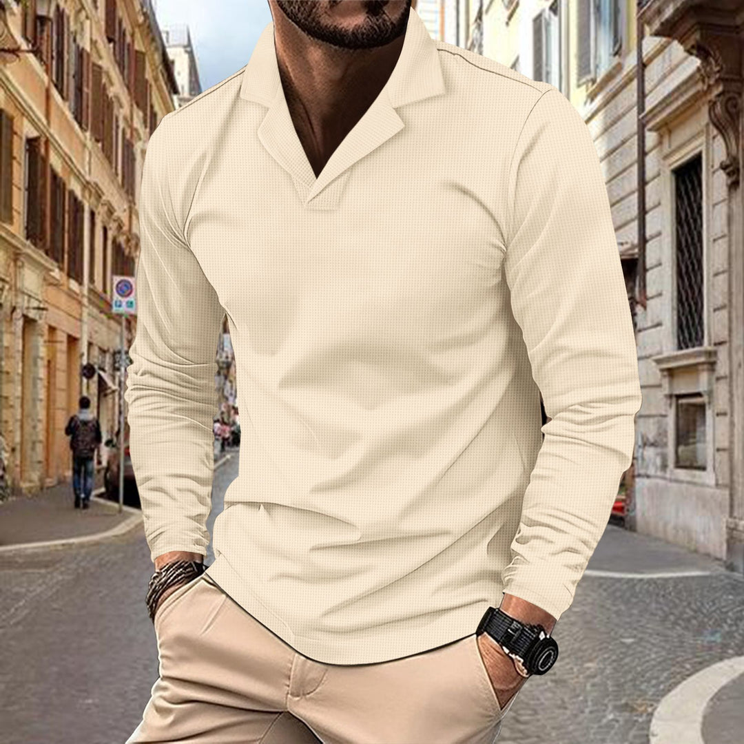 Men's casual long-sleeve shirt with structured design and modern stand-up collar Lisslune
