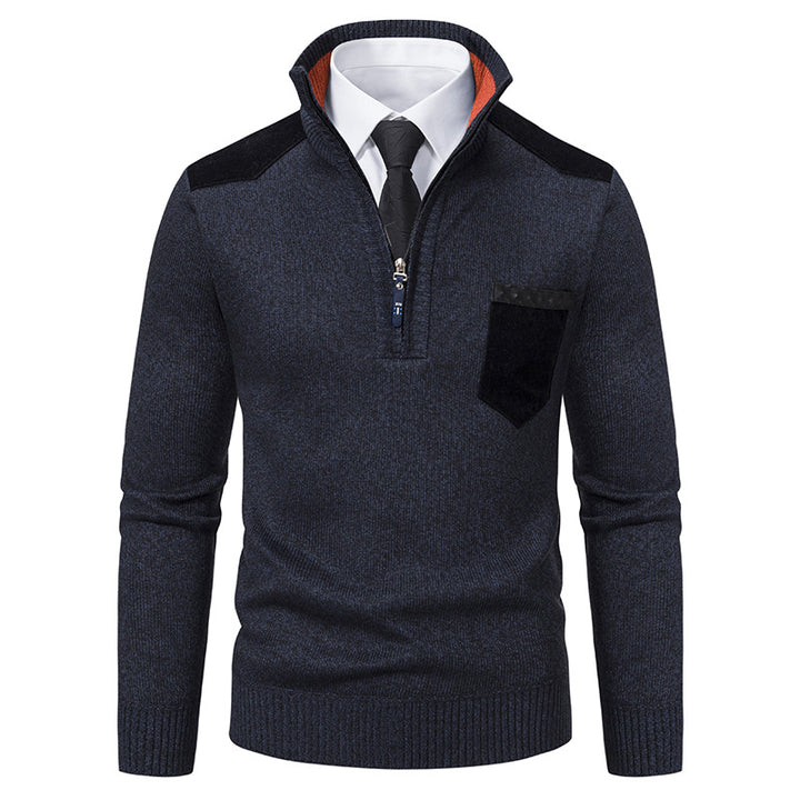 Men's elegant stand-up collar sweater with zipper and textured design Lisslune