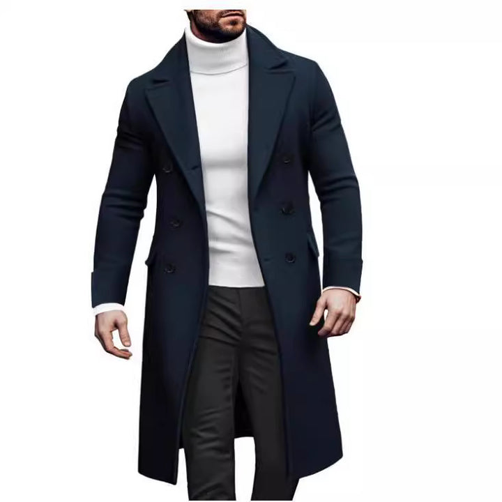 Men's elegant double coat with wide lapels and practical pockets Lisslune