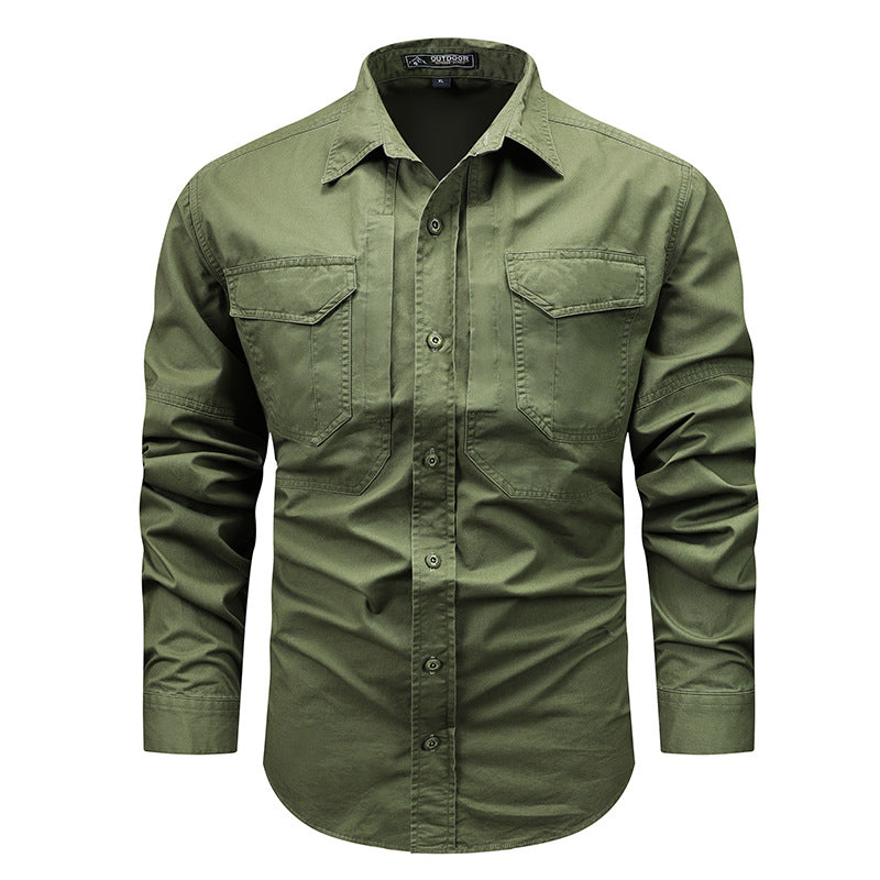 Men's Utility Shirt with Functional Chest Pockets Lisslune