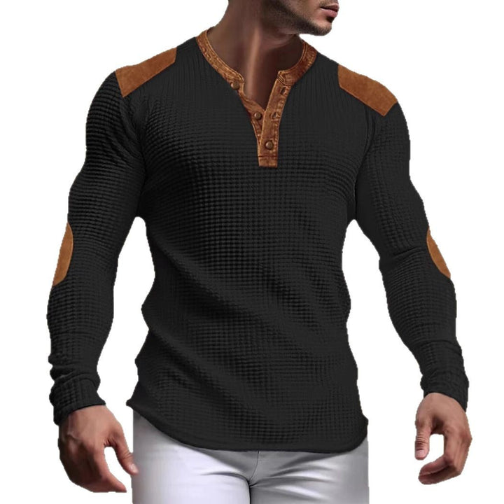 Men's long-sleeve shirt with textured design and contrast accents Lisslune
