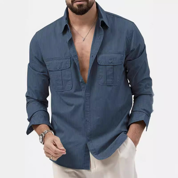 Men's long-sleeve shirt with practical chest pockets and durable fabric Lisslune