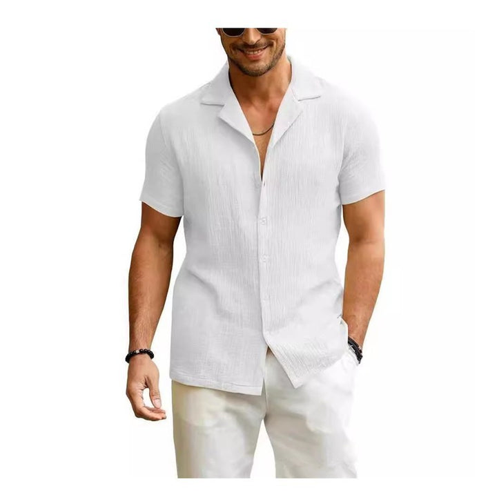 Men's short-sleeve shirt with textured fabric and casual fit Lisslune