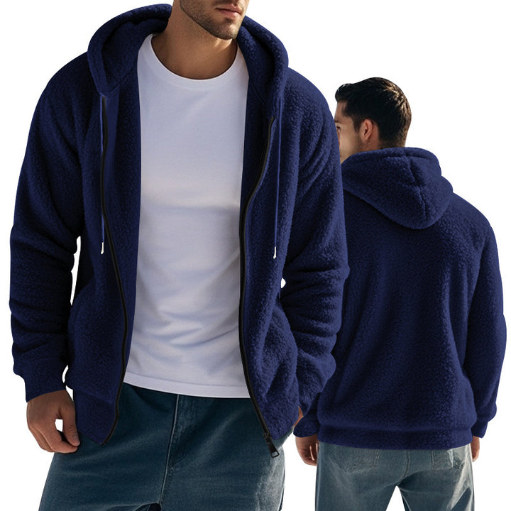 Men's fleece hoodie with kangaroo pocket and practical zip Lisslune