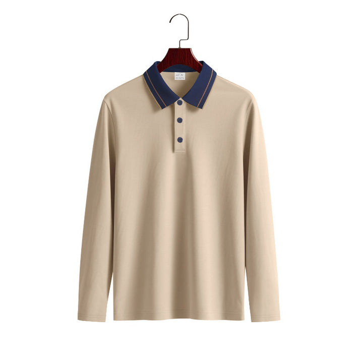 Men's long sleeve polo shirt made of soft cotton blend with textured collar Lisslune