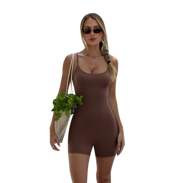 Ladies sporty jumpsuit with narrow straps and fitted cut Lune London