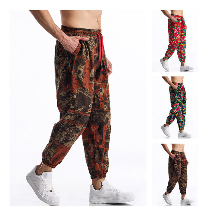 Men's leisure pants with floral design Lisslune
