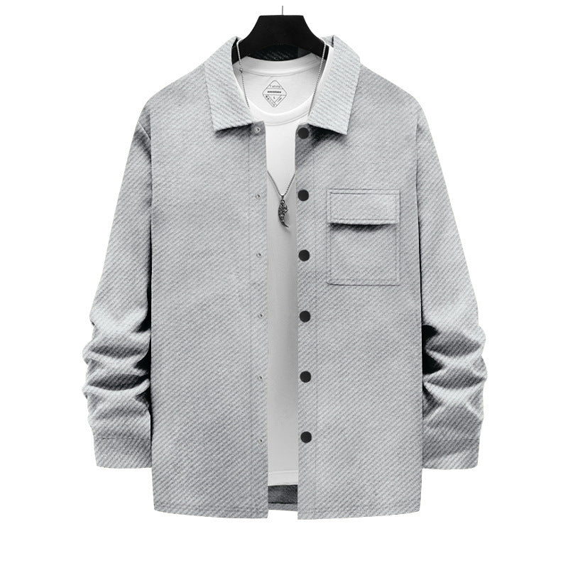 Men's casual cotton jacket with textured design and practical pockets Lisslune