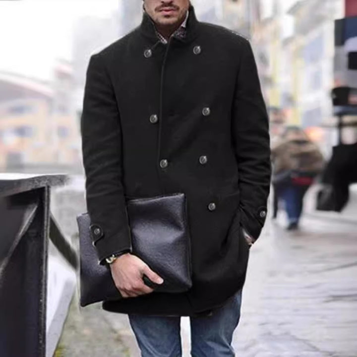 Men's elegant wool duffle coat with double row of buttons and practical pockets Lisslune