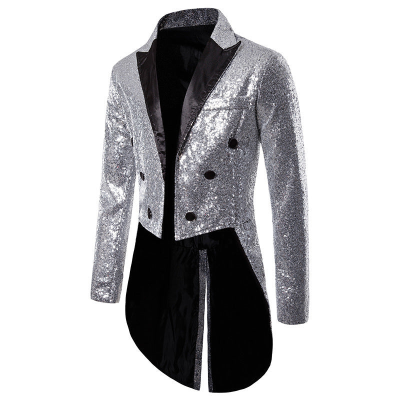 Men's glittering tuxedo jacket with elegant cut and shimmering sequins Lisslune