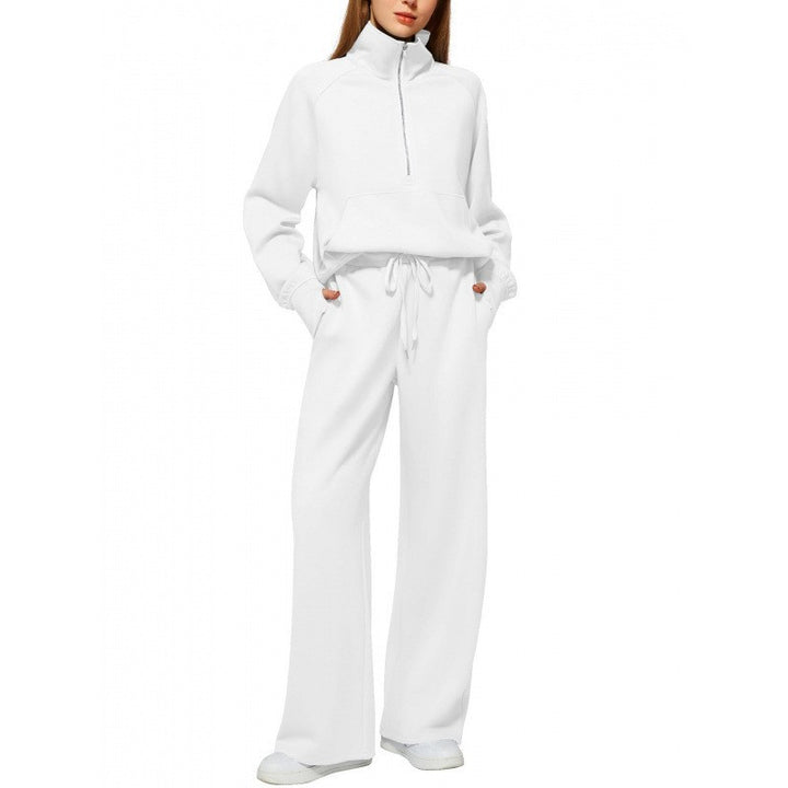 Women relaxed zip sweatshirt and wide-leg pants set Lisslune