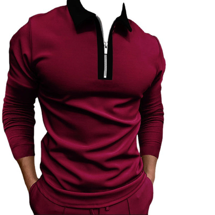 Men's sweatshirt with modern half zipper and stylish polo collar Lisslune