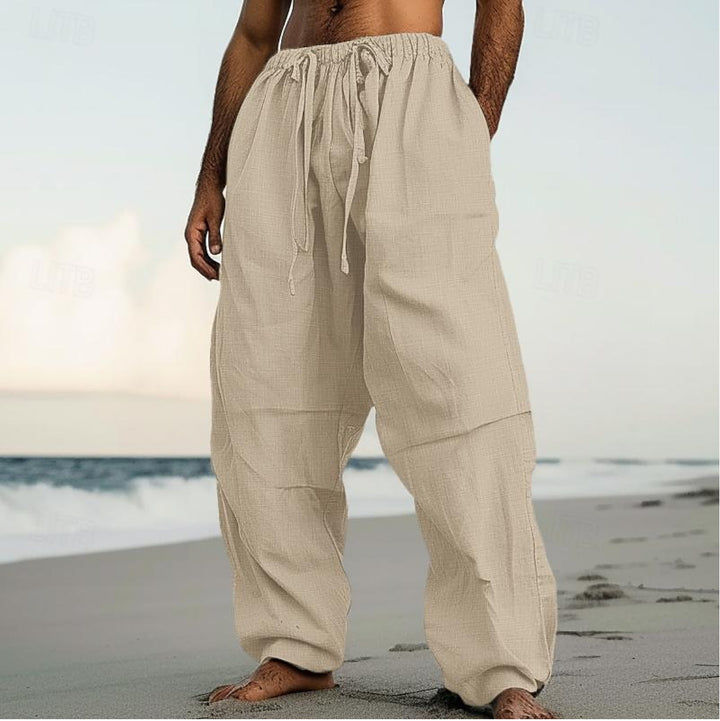 Men's airy linen pants with elastic waistband Lisslune