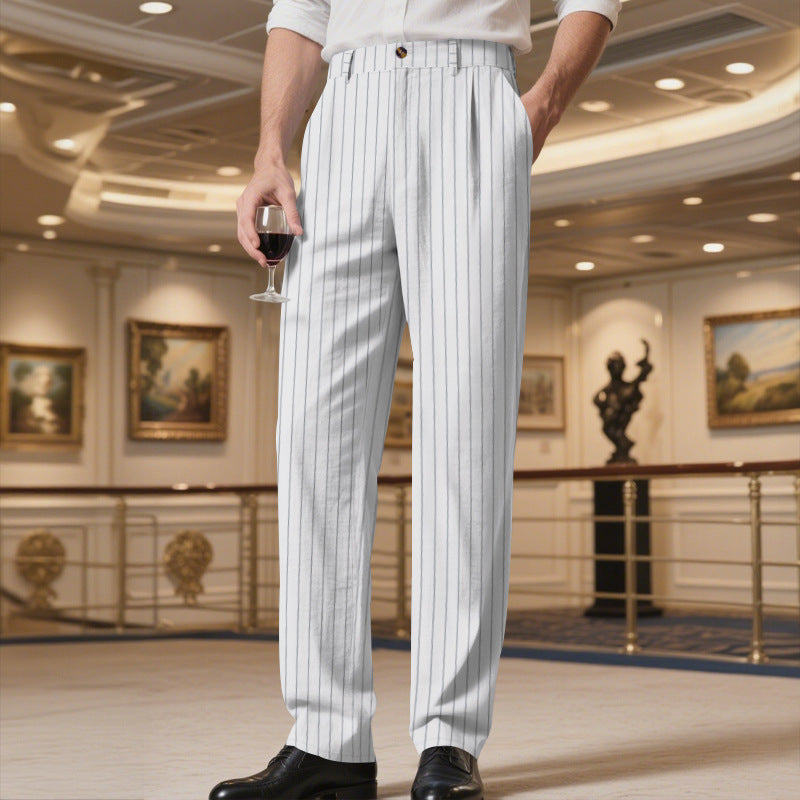 Men's elegant suit pants with fine pinstripes and comfortable fit Lisslune
