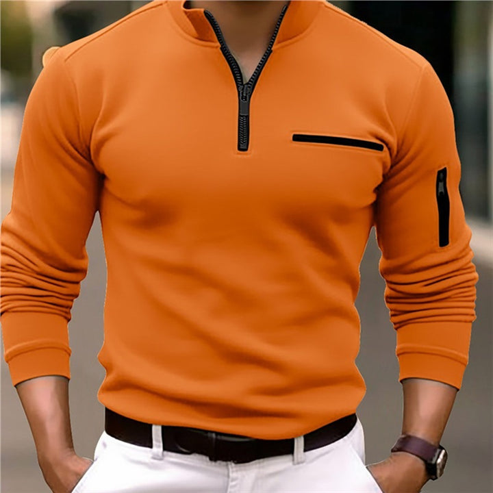 Men's sporty sweater with half zip and practical pockets Lisslune