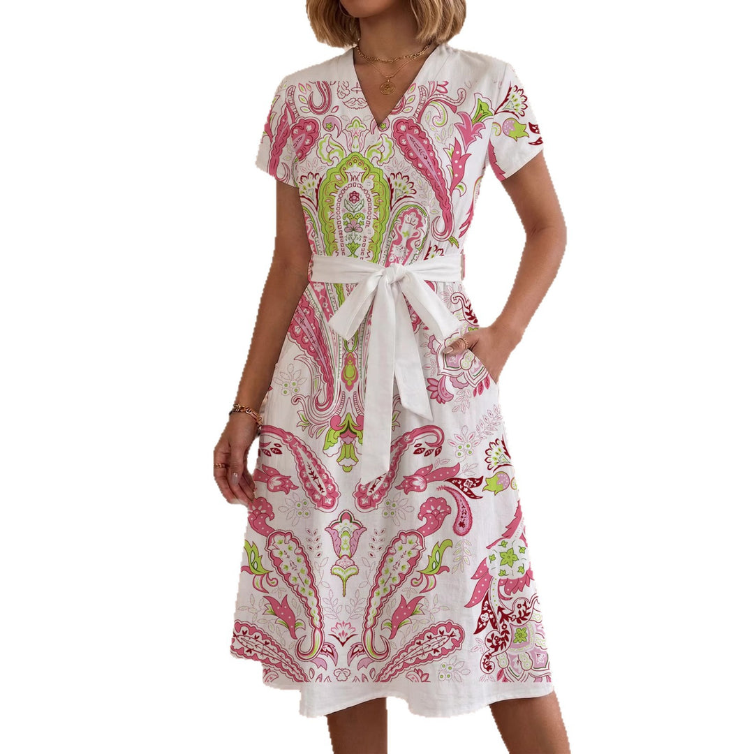 Women's Midi Dress with Floral Accents and Tailored Fit Lisslune